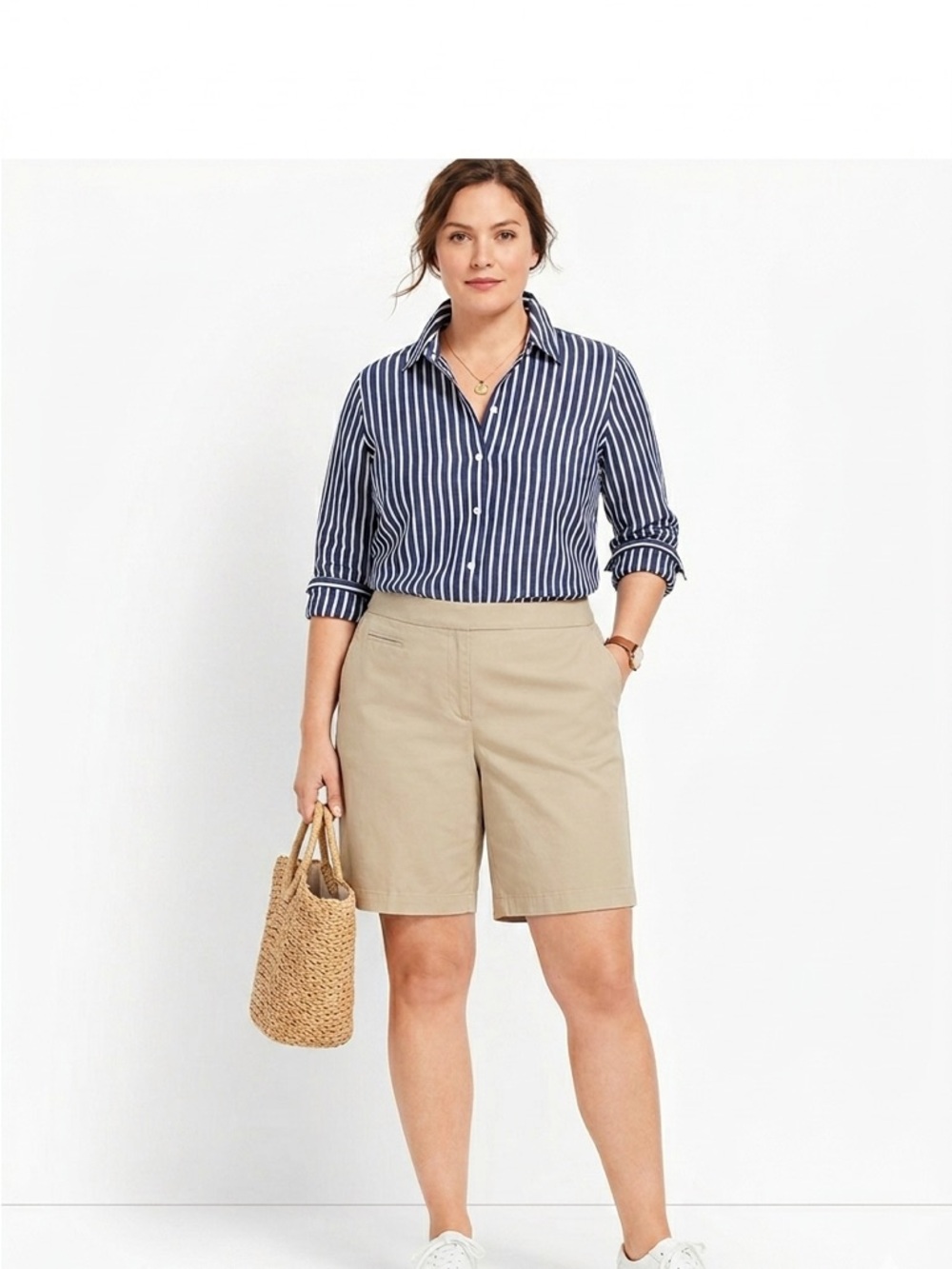 Talbots New With Tags Beige Cotton Shorts 22WP Plus Petite Career Casual Preppy